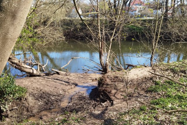 Mündung in Rednitz bei Niedrigwasser ©St.S