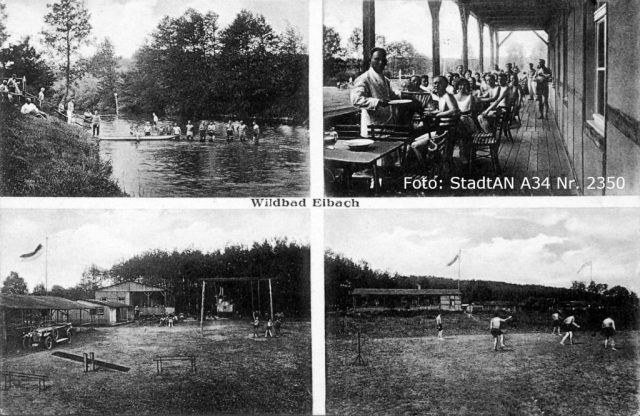 Wildbad: Postkarte mit verschiedenen Ansichten des Badebetriebs